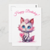 Purr-fect Birthday Wishes – Cute Kitty Briefkaart (Voorkant / Achterkant)