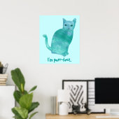 Purr-fect Blauw Groene Abstracte Kat Posters (Thuiskantoor)