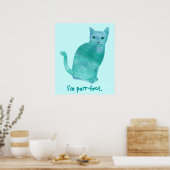 Purr-fect Blauw Groene Abstracte Kat Posters (Keuken)