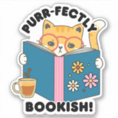 Purr-fect Boek Waterdicht Sticker (Voorkant)