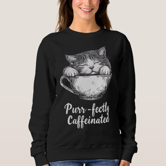 Purr-fect Gecaffëneerde Kattenliefhebber Koffie Hu Trui (Voorkant)