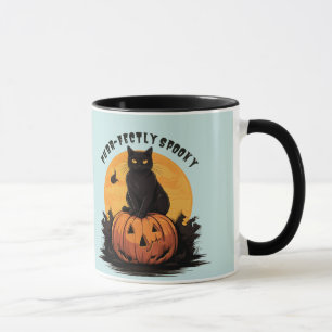 Purr-fect griezelige zwarte kat op pompoen Hallowe Mok
