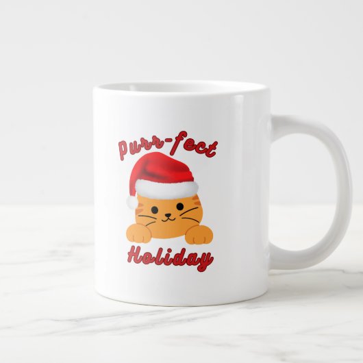 Purr‑fect Holiday Christmas Cat Lover Mug  Grote Koffiekop (Rechts)