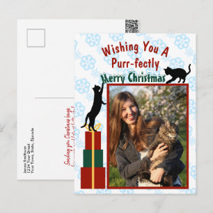 Purr-fect Kerstmis Speelse Kittens Foto Feestdagenkaart