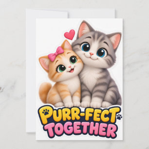 Purr-fect Samen Schattig Kattenkoppel Liefde Grapp Save The Date