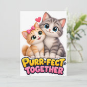 Purr-fect Samen Schattig Kattenkoppel Liefde Grapp Save The Date (Staand voorkant)