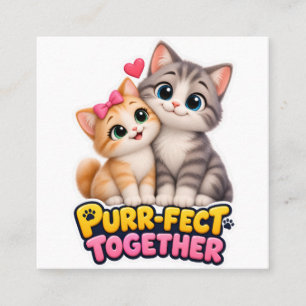 Purr-fect Samen Schattig Kattenkoppel Liefde Grapp Vierkante Visitekaartje