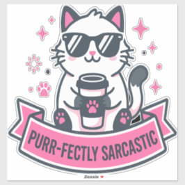 Purr-fect Sarcasme Witte Kat Sticker