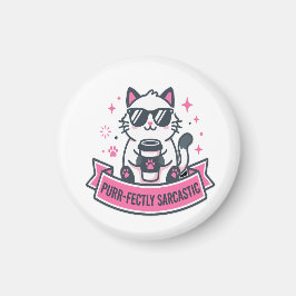 Purr-fect Sarcasme Witte Kat Sticker Magneet