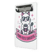Purr-fect Sarcasme Witte Kat Sticker Mini Klembord (Angled2)