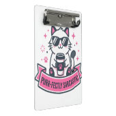 Purr-fect Sarcasme Witte Kat Sticker Mini Klembord (Schuin)