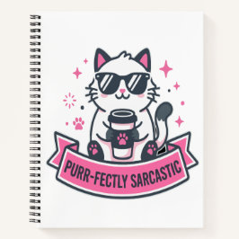 Purr-fect Sarcasme Witte Kat Sticker Notitieboek