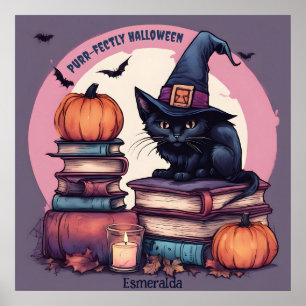 Purr-fecte Halloween AI Fantasie Digitale Kunstpri Poster