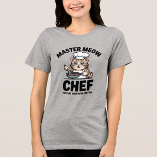 Purr-fecte Kattenchef T-shirt, Grappige Kattencook Tri-Blend Shirt