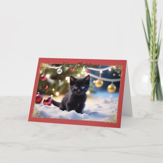 Purr-fecte kerstgroeten kerstkaart kaart (Voorkant)