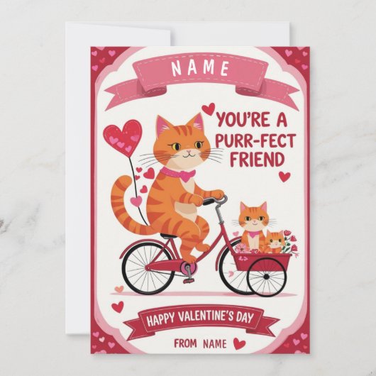 Purr-fecte Vriend Valentijnsdag kaart – Mooie Kat (Voorkant)