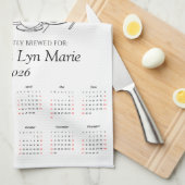 Purr-fectly Brewed Cat Tea Towel 2026 Calendar Theedoek (Quarter Fold)