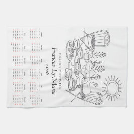 Purr-fectly Brewed Cat Tea Towel 2026 Calendar Theedoek