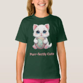 Purr‑fectly Cute Kawaii Cat With Yarn T-shirt (Voorkant)