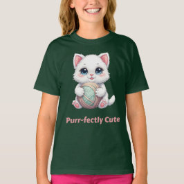 Purr‑fectly Cute Kawaii Cat With Yarn T-shirt