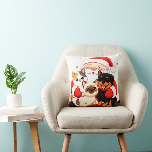 Purr-fectly Huggable: Santa’s Snuggle Trio Kussen (Stoel)