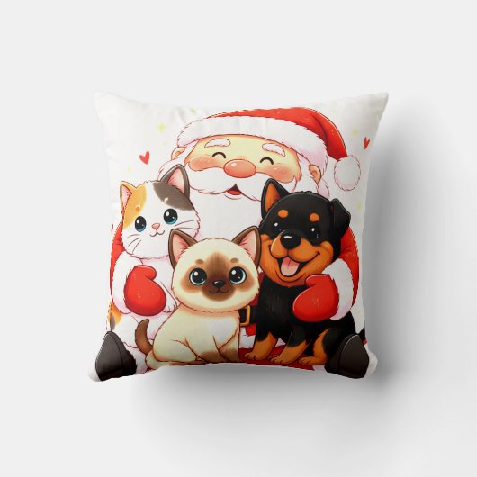 Purr-fectly Huggable: Santa’s Snuggle Trio Kussen (Achterkant)