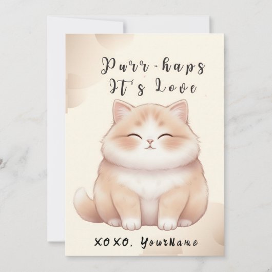 Purr-haps It’s Love Cute Cat Valentine Card Feestdagenkaart (Voorkant)