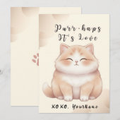 Purr-haps It’s Love Cute Cat Valentine Card Feestdagenkaart (Voorkant / Achterkant)