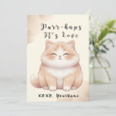 Purr-haps It’s Love Cute Cat Valentine Card Feestdagenkaart (Staand voorkant)