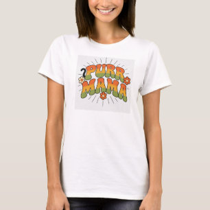 Purr Mama Retro Groovy Katten T-Shirt Vintage 70