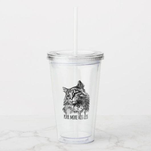 Purr More Hiss Less Pretty Kitty Acryl Drinkbeker (Voorkant)