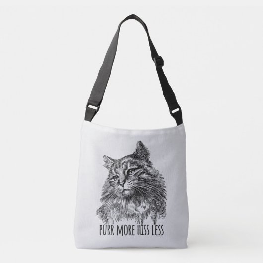 Purr More Hiss Less Pretty Kitty Crossbody Tas (Voorkant)