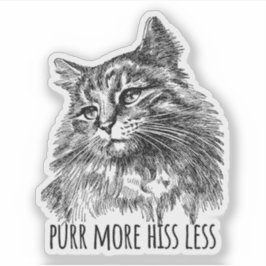 Purr More Hiss Less Pretty Kitty Sticker