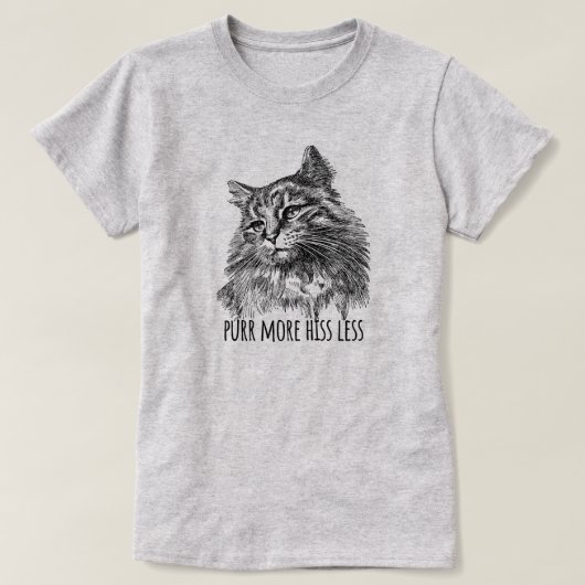Purr More Hiss Less Pretty Kitty T-shirt (Design voorkant)