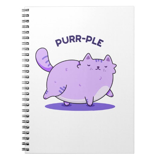 Purr-ple Grappige Vette Kitty Kat Grappige Pun  Notitieboek (Voorkant)
