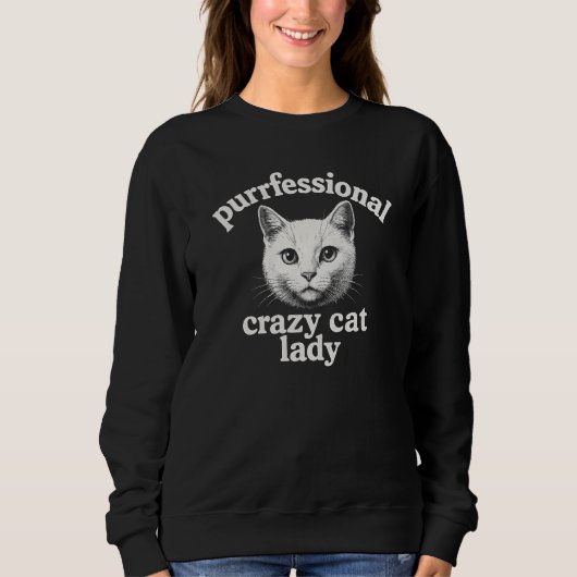 Purr-professioneel gekke kattenvrouw shirt ontwerp (Voorkant)