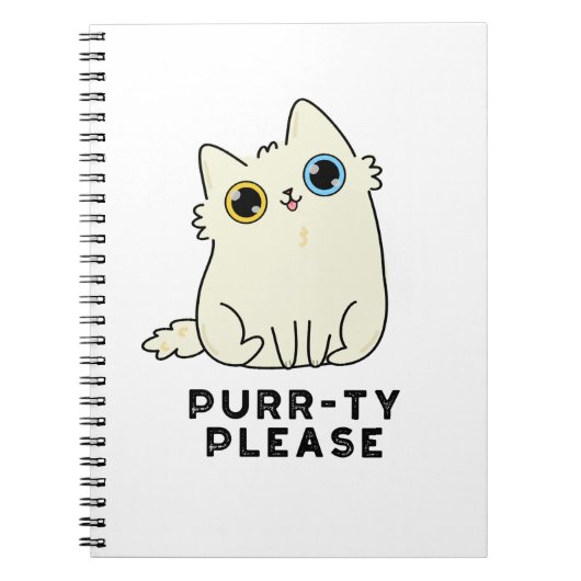 Purr-ty Alsjeblieft Grappige Kitty Kat Grappenmake Notitieboek (Voorkant)