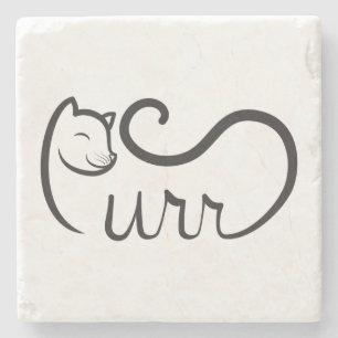 Purr Typografie ZWART Stenen Onderzetter