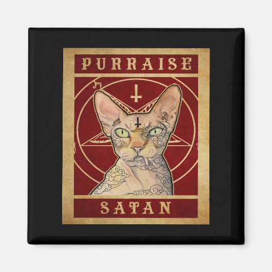 Purraise Satan Sphynx Cat Magneet (Voorkant)