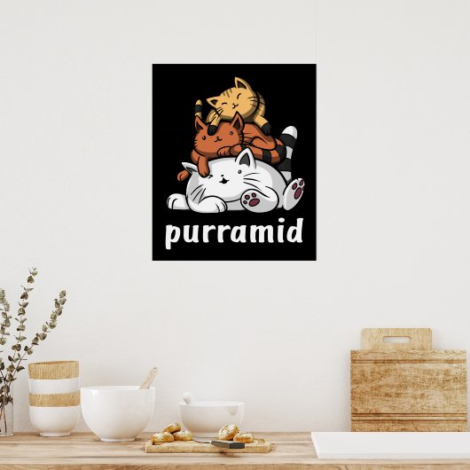Purramid Cat Pyramids Cute Kitten Poster (Keuken)