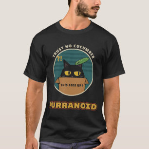 Purranoid Argwanende Zwarte Kat Komkommer T-shirt