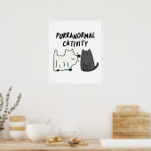 Purranormale activiteit Grappige Halloween kat gra Poster (Keuken)