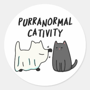 Purranormale activiteit Grappige Halloween kat gra Ronde Sticker