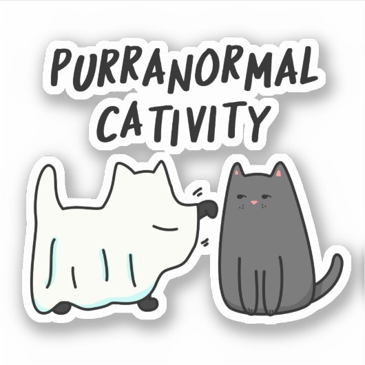 Purranormale activiteit Grappige Halloween kat gra Sticker (Voorkant)