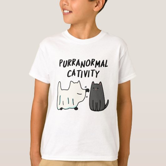 Purranormale activiteit Grappige Halloween kat gra T-shirt (Voorkant)