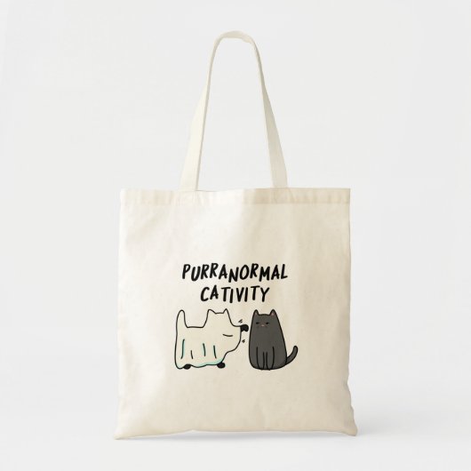 Purranormale activiteit Grappige Halloween kat gra Tote Bag (Voorkant)