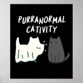Purranormale activiteit Halloween Cat Pun Dark BG Poster (Voorkant)