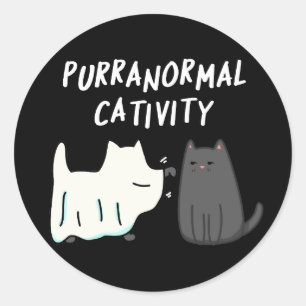 Purranormale activiteit Halloween kat grap donkere Ronde Sticker