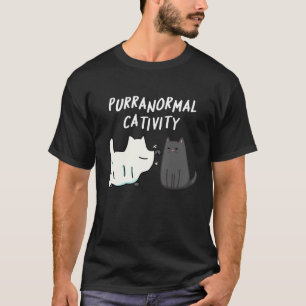 Purranormale activiteit Halloween kat grap donkere T-shirt