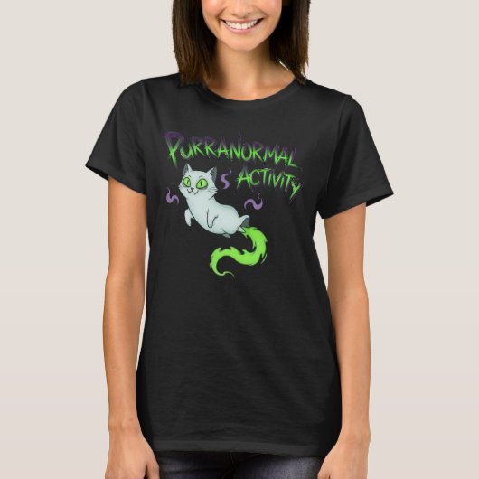 Purranormale activiteit Halloween kat T-shirt (Voorkant)